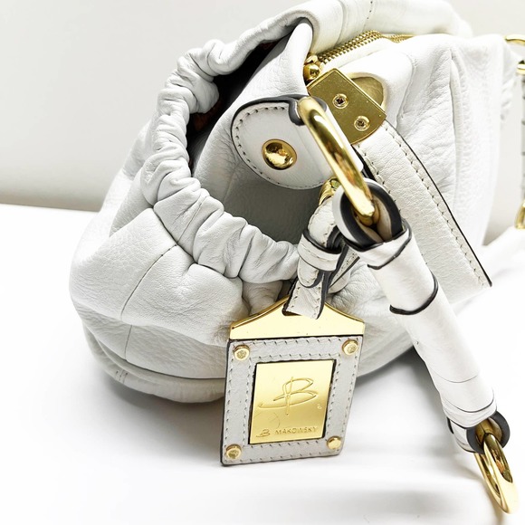 B. Makowsky White Leather Satchel Handbag - Picture 4 of 11